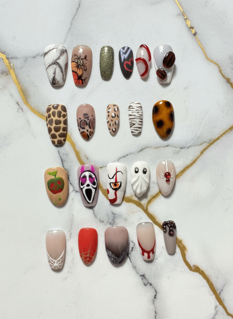 Ongles gel automne – tons chauds marron et beige – L’Éclat de Lulu

Manucure automnale élégante – nail art feuilles et motifs saisonniers

Nail art automne – bruns, dorés, ocres – Prothésiste ongulaire Guignen

Ongles gel automne 2025 – manucure cosy et raffinée

Capsules automne – nail art feuilles et couleurs terre

Manucure automnale – ongles gel chaleureux – L’Éclat de Lulu